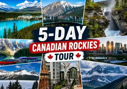 5-day Canadian Rockies tour showing Banff, Jasper and Yoho National Parks landscape