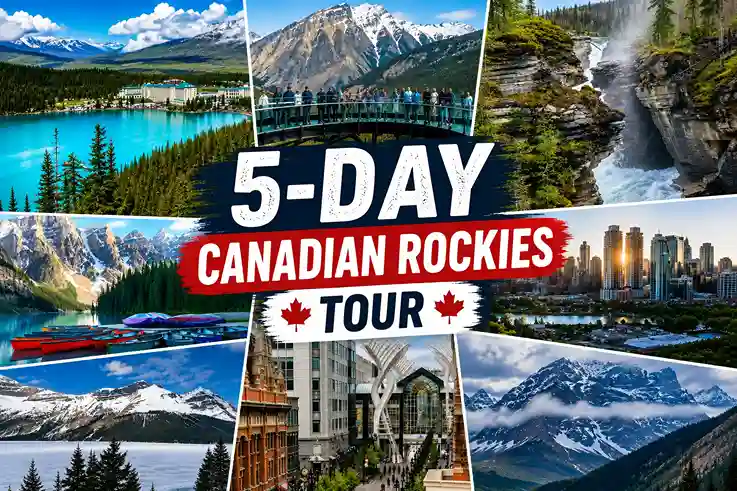 5-day Canadian Rockies tour showing Banff, Jasper and Yoho National Parks landscape