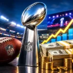 Super Bowl LX revenue analysis showing advertising records, Bay Area economic impact claims, and who actually made money from the event.