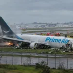 Amazon Air Boeing 767 cargo plane after overrunning the runway at Miami International Airport in September 2026.