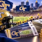 Bobby Dodd Stadium during the Georgia Tech&ndash;Colorado sellout, illustrating the split between ticket revenue and TECH Fund contributions.